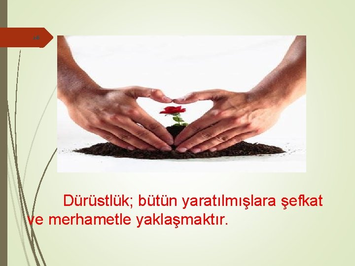 26 Dürüstlük; bütün yaratılmışlara şefkat ve merhametle yaklaşmaktır. 