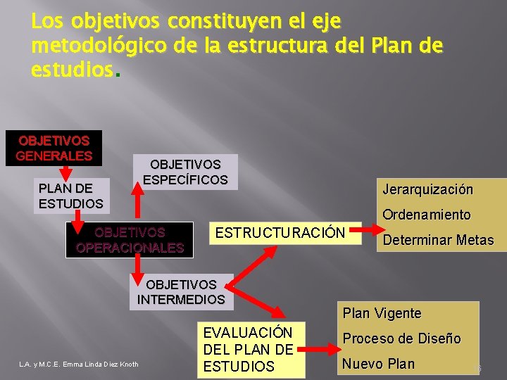 Los objetivos constituyen el eje metodológico de la estructura del Plan de estudios. OBJETIVOS