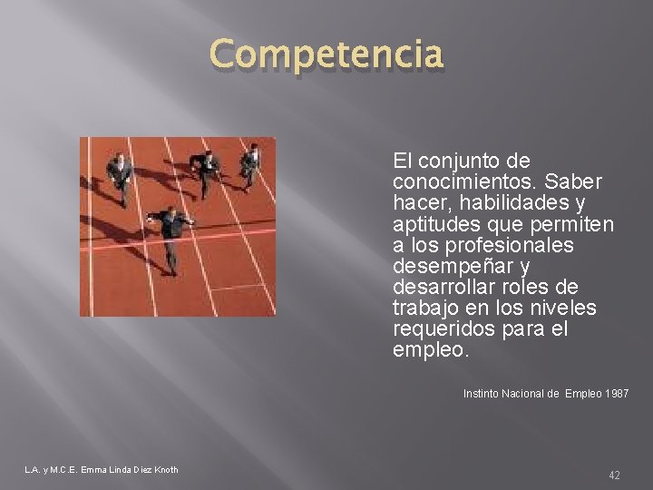 Competencia El conjunto de conocimientos. Saber hacer, habilidades y aptitudes que permiten a los