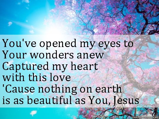 You've opened my eyes to Your wonders anew Captured my heart with this love