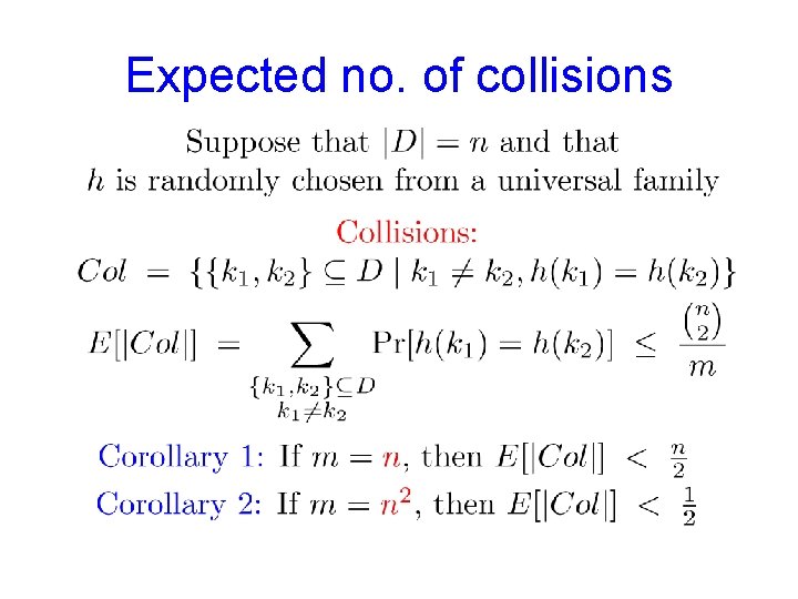 Expected no. of collisions 