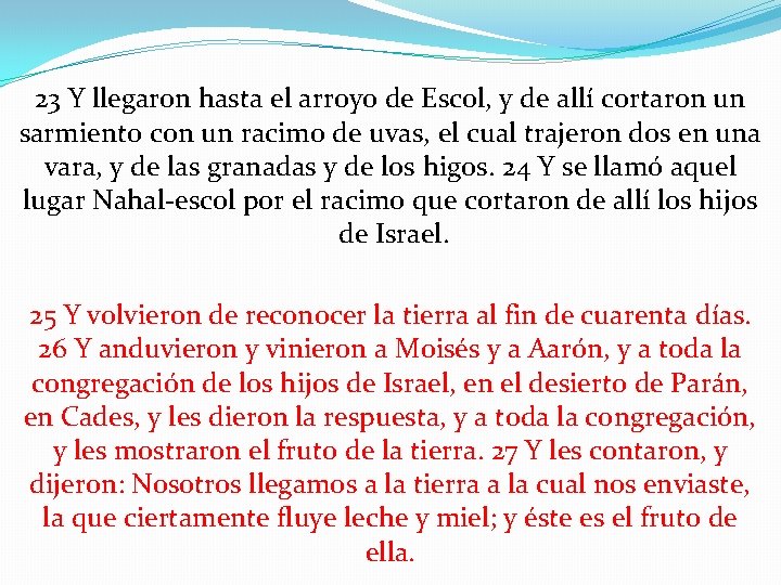 23 Y llegaron hasta el arroyo de Escol, y de allí cortaron un sarmiento