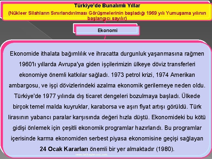 Türkiye’de Bunalımlı Yıllar (Nükleer Silahların Sınırlandırılması Görüşmelerinin başladığı 1969 yılı Yumuşama yılının başlangıcı sayılır)