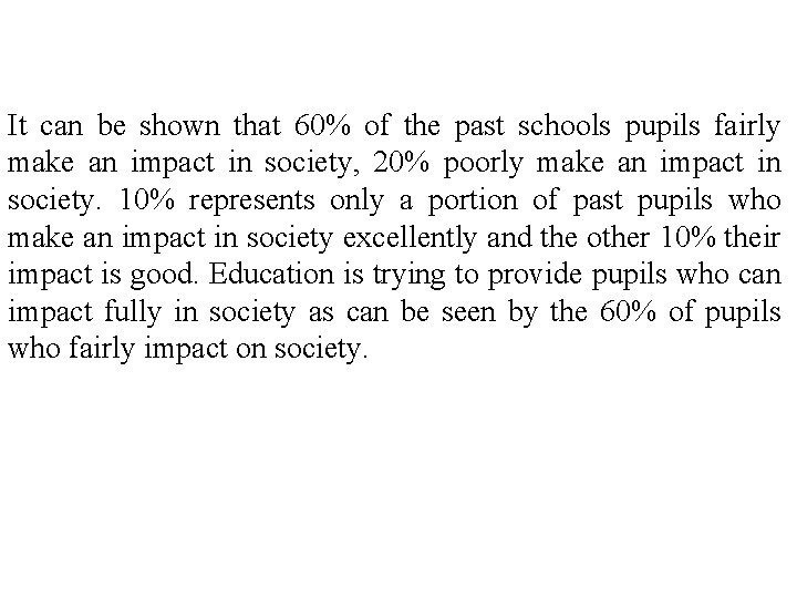 It can be shown that 60% of the past schools pupils fairly make an