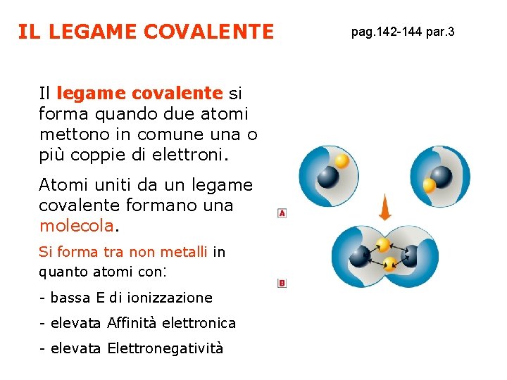 IL LEGAME COVALENTE Il legame covalente si forma quando due atomi mettono in comune