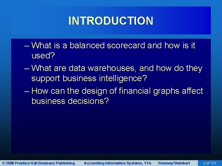 INTRODUCTION – What is a balanced scorecard and how is it used? – What