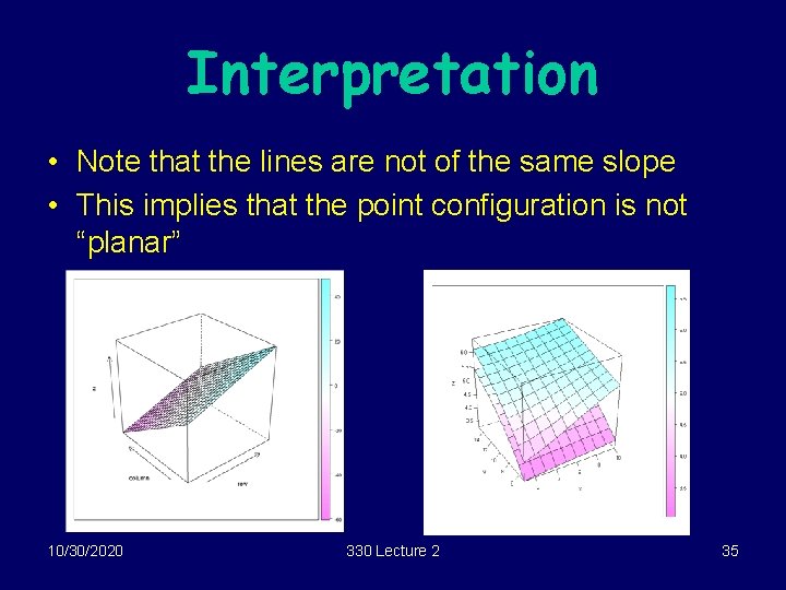 Interpretation • Note that the lines are not of the same slope • This