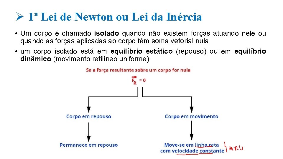 Ø 1ª Lei de Newton ou Lei da Inércia • Um corpo é chamado