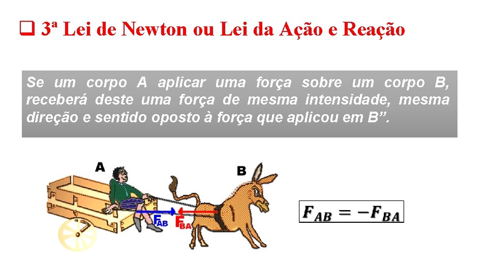 q 3ª Lei de Newton ou Lei da Ação e Reação Se um corpo