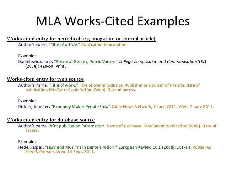 MLA Works-Cited Examples Works-cited entry for periodical (e. g. magazine or journal article) Author’s MLA Works-Cited Examples Works-cited entry for periodical (e. g. magazine or journal article) Author’s
