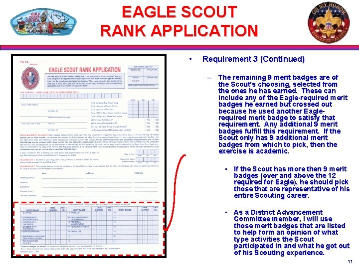 EAGLE SCOUT RANK APPLICATION • Requirement 3 (Continued) – The remaining 9 merit badges