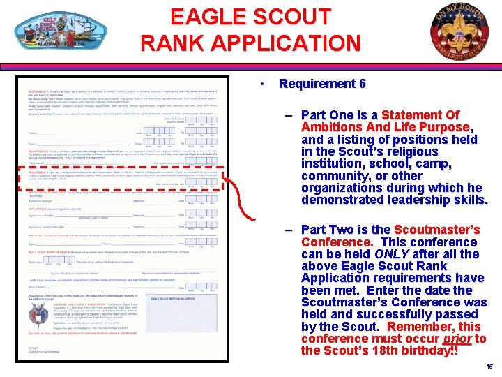 EAGLE SCOUT RANK APPLICATION • Requirement 6 – Part One is a Statement Of