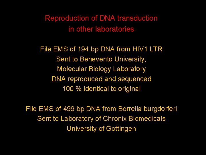 Reproduction of DNA transduction in other laboratories File EMS of 194 bp DNA from