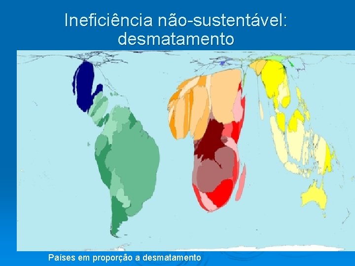 Ineficiência não-sustentável: desmatamento Países em proporção a desmatamento 