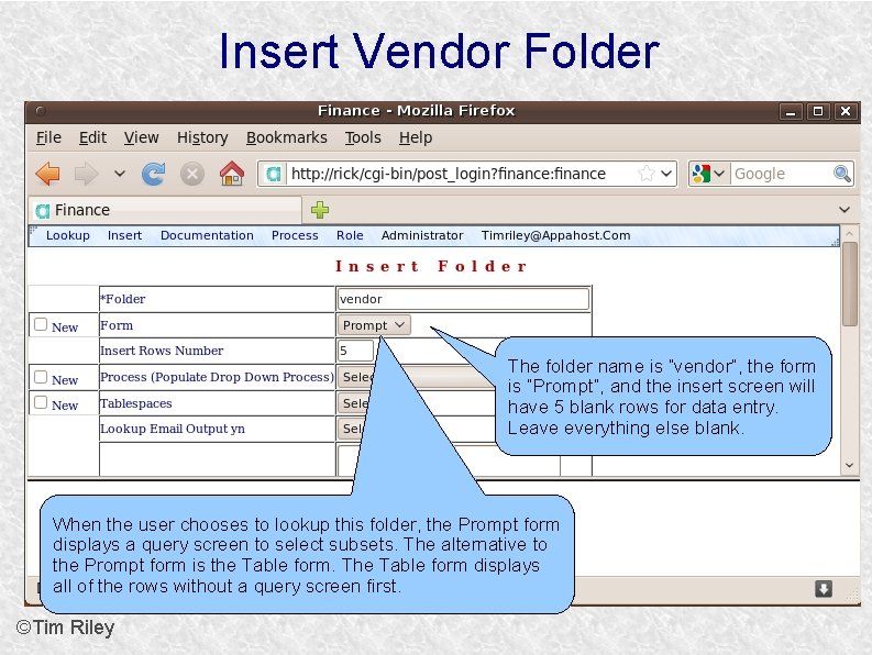 Insert Vendor Folder The folder name is “vendor”, the form is “Prompt”, and the