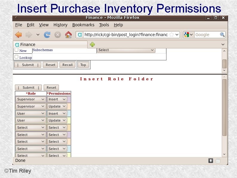 Insert Purchase Inventory Permissions ©Tim Riley 