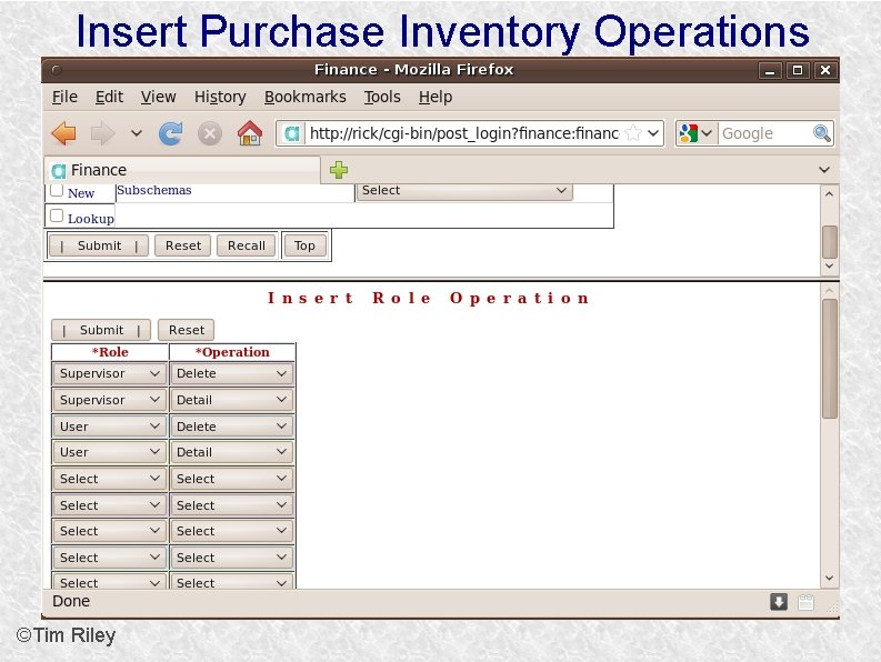 Insert Purchase Inventory Operations ©Tim Riley 