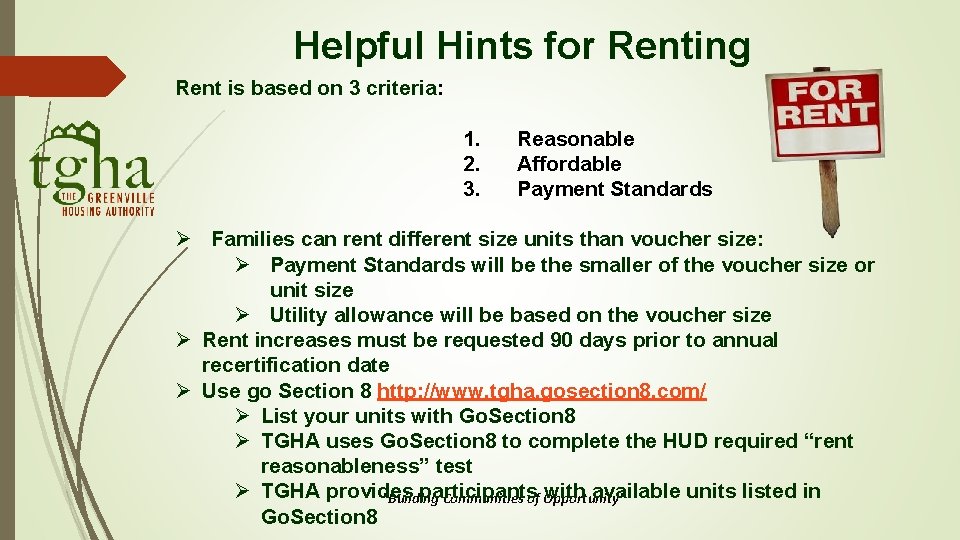 Helpful Hints for Renting Rent is based on 3 criteria: 1. 2. 3. Reasonable Helpful Hints for Renting Rent is based on 3 criteria: 1. 2. 3. Reasonable