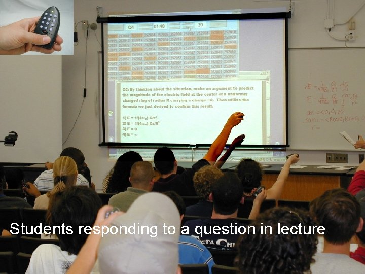 Students responding to a question in lecture 