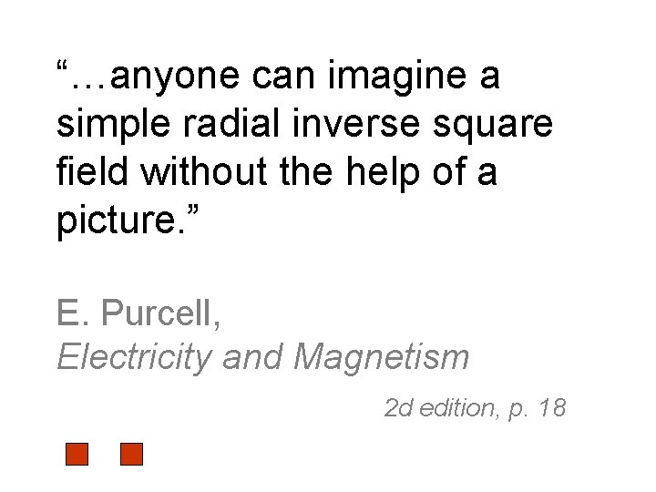 “…anyone can imagine a simple radial inverse square field without the help of a