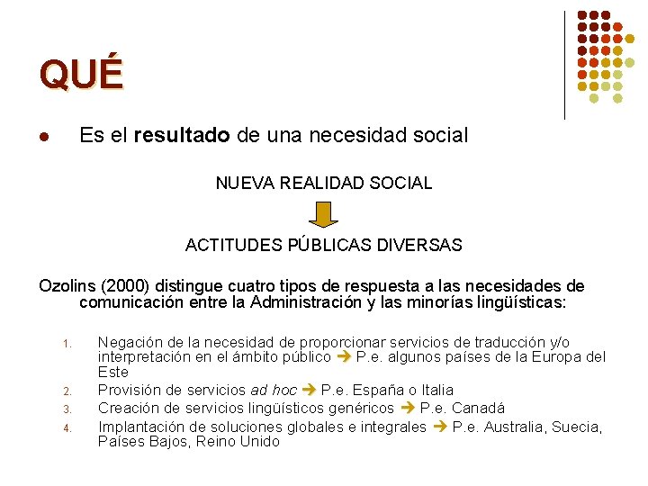 QUÉ Es el resultado de una necesidad social l NUEVA REALIDAD SOCIAL ACTITUDES PÚBLICAS