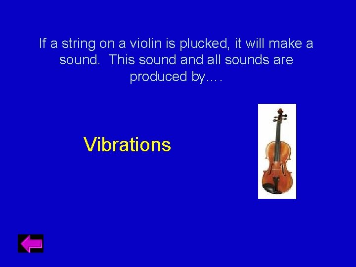 If a string on a violin is plucked, it will make a sound. This