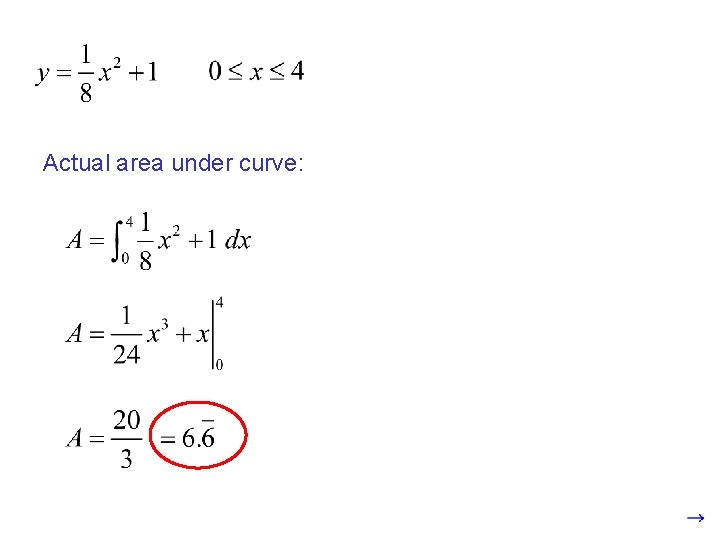 Actual area under curve: 