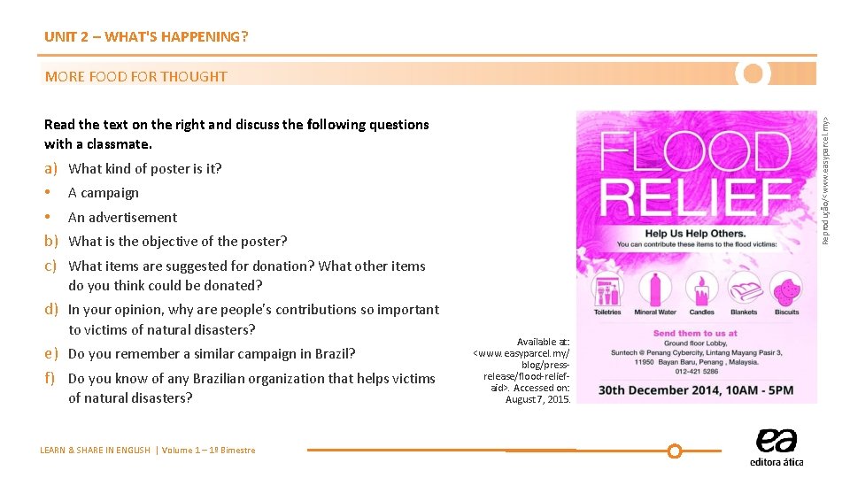 UNIT 2 – WHAT'S HAPPENING? MORE FOOD FOR THOUGHT a) • • b) c) UNIT 2 – WHAT'S HAPPENING? MORE FOOD FOR THOUGHT a) • • b) c)