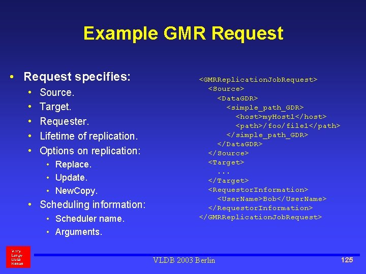 Example GMR Request • Request specifies: • • • Source. Target. Requester. Lifetime of