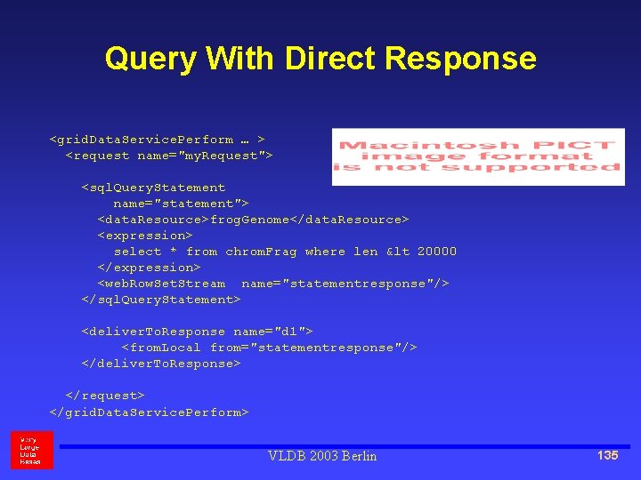 Query With Direct Response <grid. Data. Service. Perform … > <request name="my. Request"> <sql.