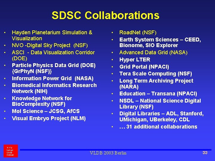 SDSC Collaborations • • • Hayden Planetarium Simulation & Visualization NVO -Digital Sky Project