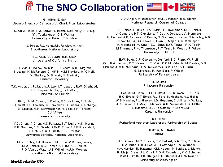 Present Status And Results From The Sno Experiment