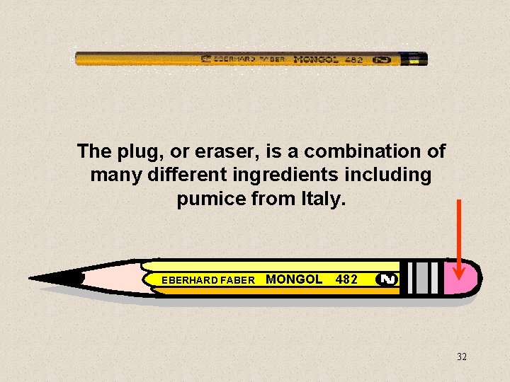 The plug, or eraser, is a combination of many different ingredients including pumice from