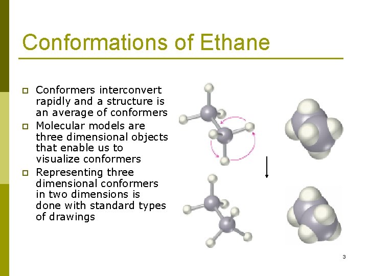 Conformations of Ethane p p p Conformers interconvert rapidly and a structure is an