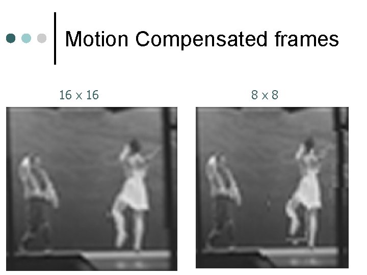 Motion Compensated frames 16 x 16 8 x 8 Motion Compensated frames 16 x 16 8 x 8