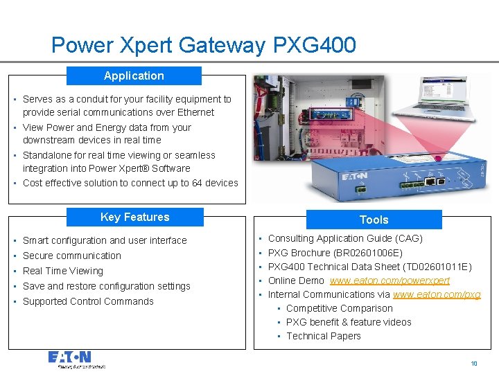 Power Xpert Gateway PXG 400 Application • Serves as a conduit for your facility