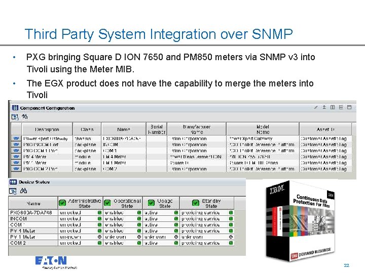 Third Party System Integration over SNMP • PXG bringing Square D ION 7650 and
