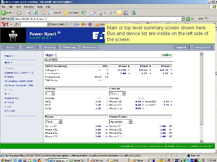 Main or top level summary screen shown here. Bus and device list are visible