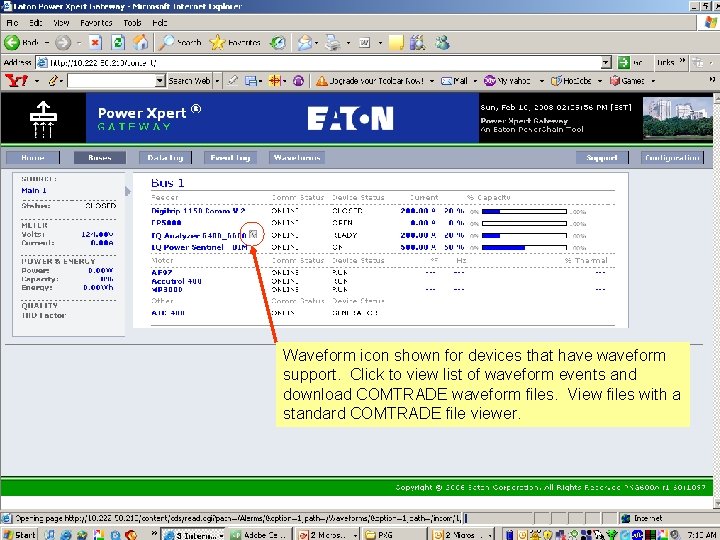 Waveform icon shown for devices that have waveform support. Click to view list of