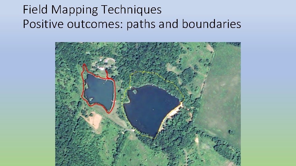 Field Mapping Techniques Positive outcomes: paths and boundaries Field Mapping Techniques Positive outcomes: paths and boundaries