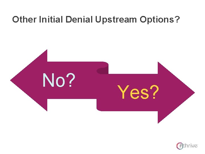 Other Initial Denial Upstream Options? No? Yes? 