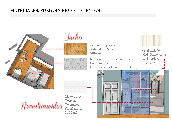 MATERIALES: SUELOS Y REVESTIMIENTOS Tarima recuperada Material de Derribo 140 € m 2 Baldosa MATERIALES: SUELOS Y REVESTIMIENTOS Tarima recuperada Material de Derribo 140 € m 2 Baldosa