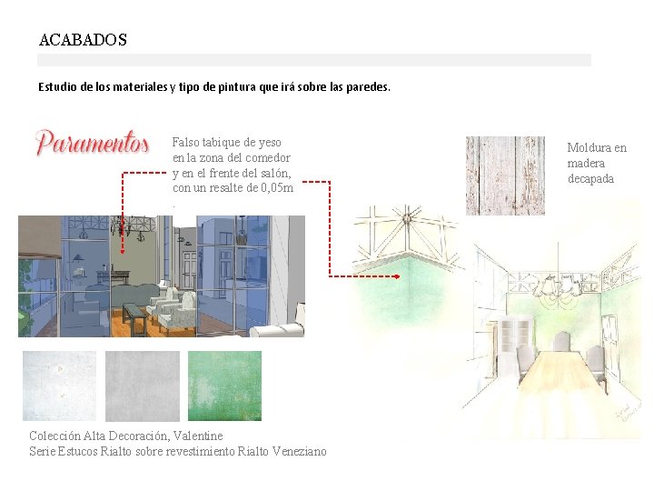 ACABADOS Estudio de los materiales y tipo de pintura que irá sobre las paredes. ACABADOS Estudio de los materiales y tipo de pintura que irá sobre las paredes.