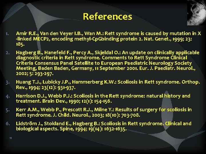 References 1. Amir R. E. , Van den Veyer I. B. , Wan M.