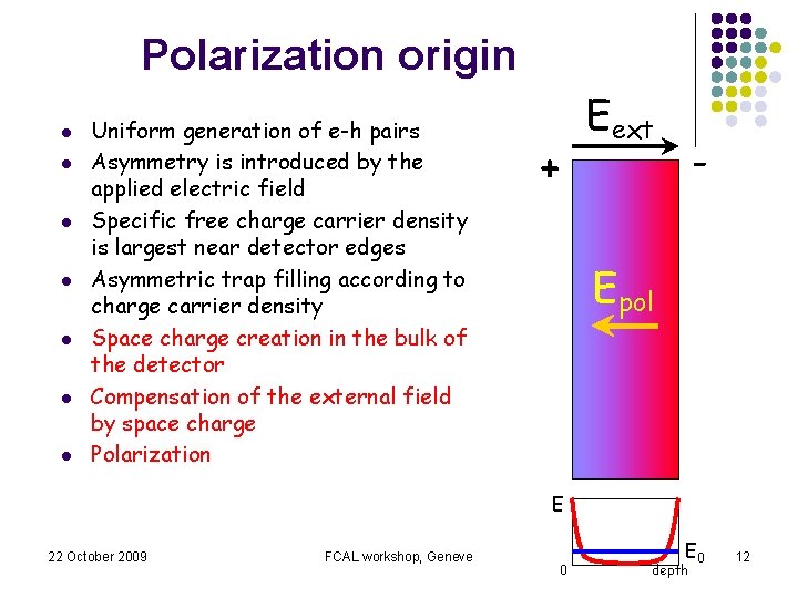 Polarization origin l l l l Uniform generation of e-h pairs Asymmetry is introduced