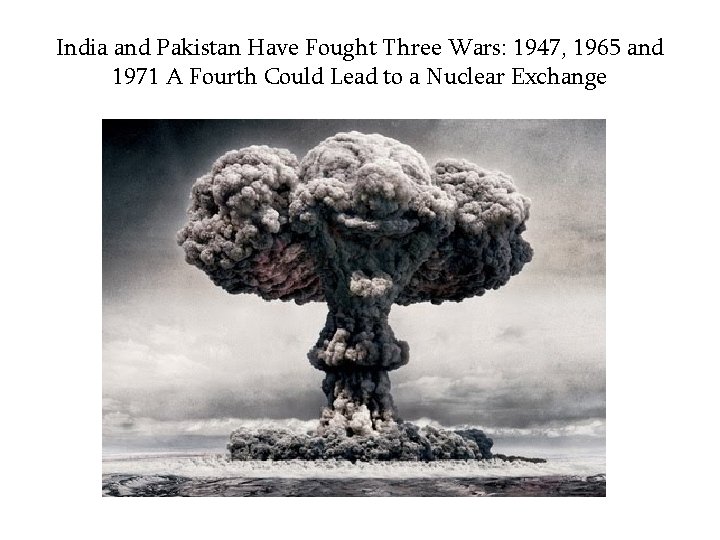 India and Pakistan Have Fought Three Wars: 1947, 1965 and 1971 A Fourth Could