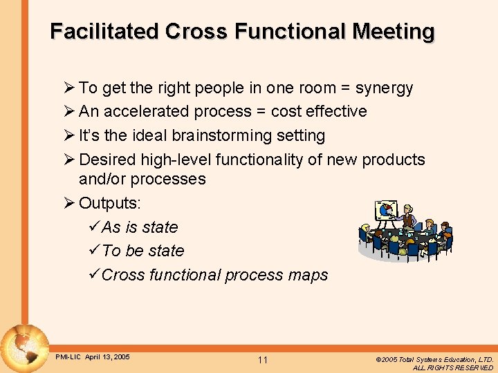 Facilitated Cross Functional Meeting Ø To get the right people in one room =