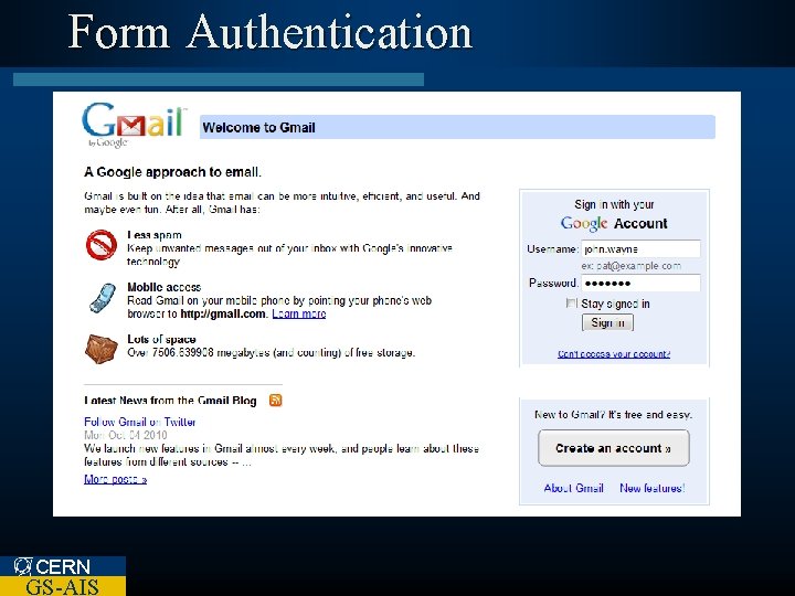 Form Authentication CERN GS-AIS 