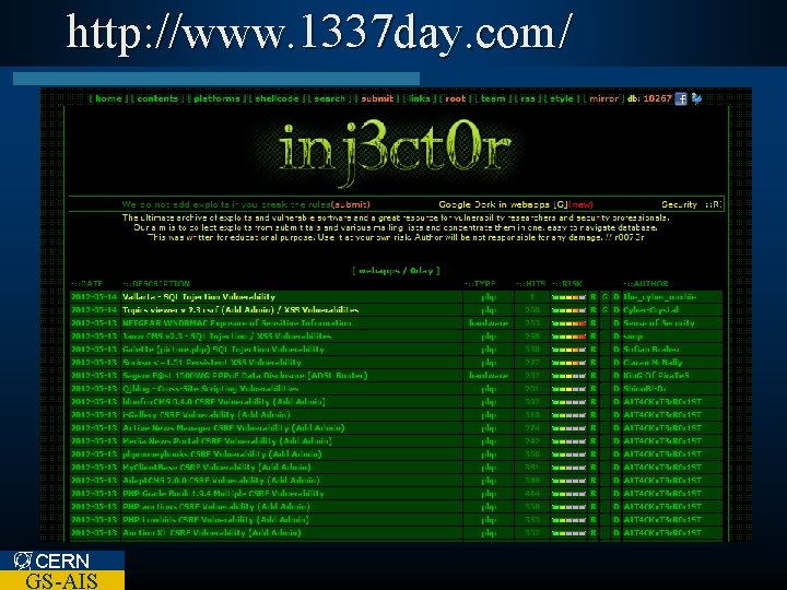 http: //www. 1337 day. com/ CERN GS-AIS 
