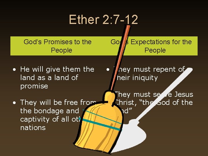 Ether 2: 7 -12 God’s Promises to the People • He will give them Ether 2: 7 -12 God’s Promises to the People • He will give them